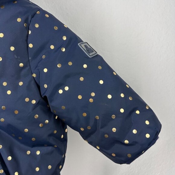 Baby Gap Navy Polka Dot Print Hooded Puffer Jacket Size 6-12 Months - Picture 4 of 7